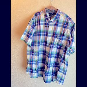 Nautica casual button down plaid stretch 4xlt shirt with breast pocket. NWT